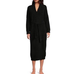 UGG Lenny Black Sweater Knit Women's Robe XS